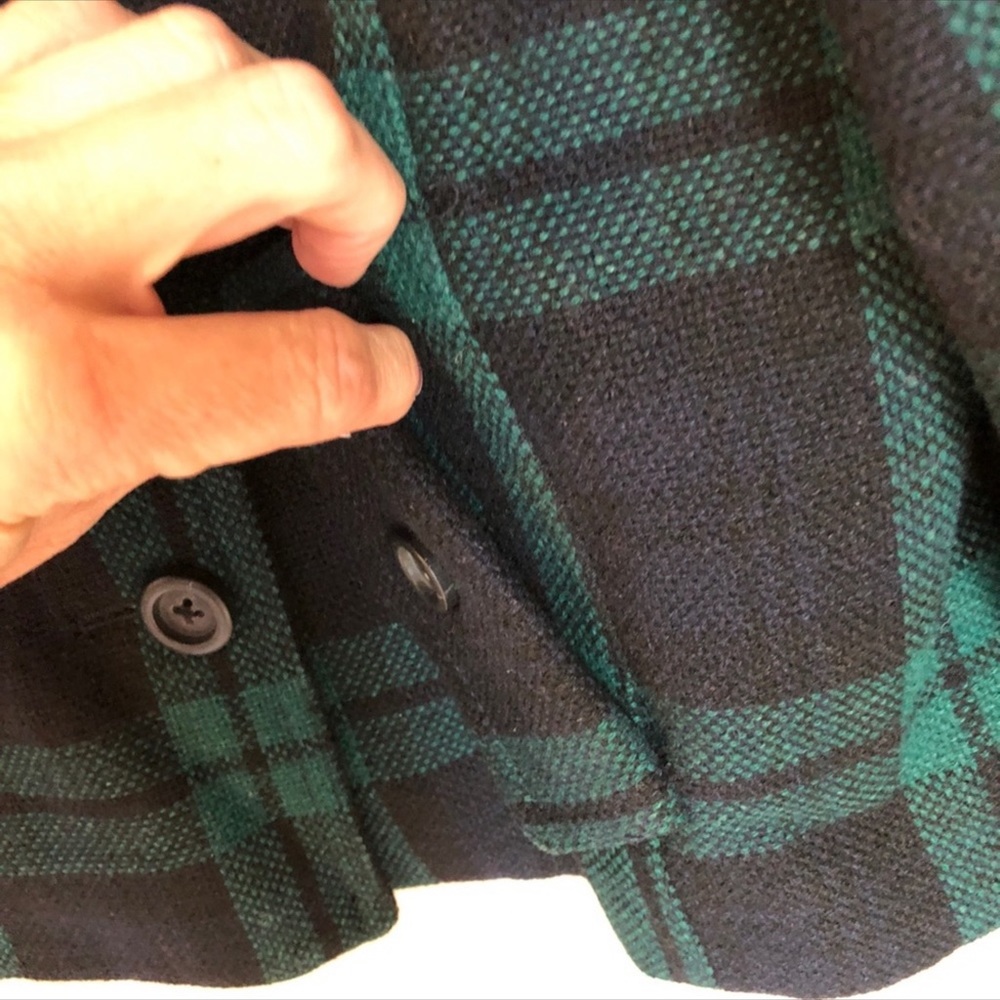 J.Crew Tartan Plaid Blur/Green Pea  Coat Size 10